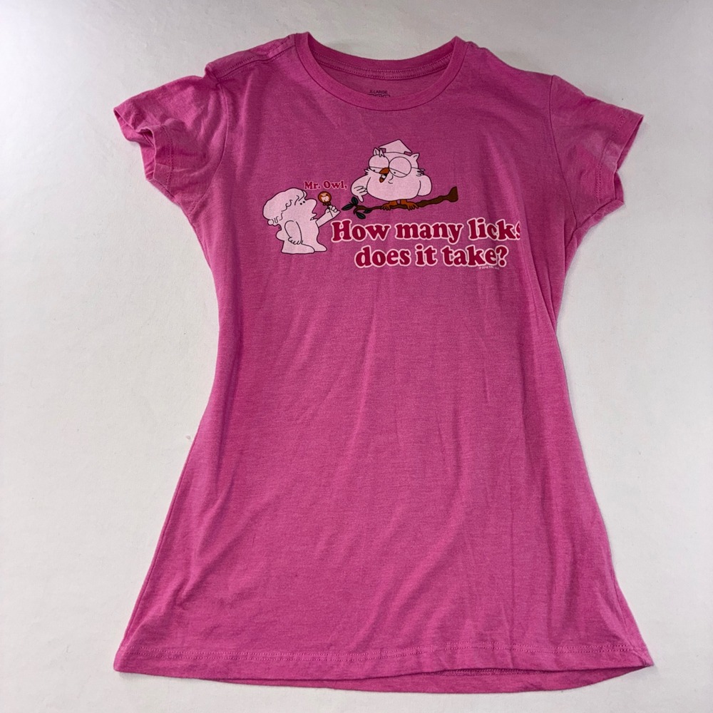 395 TNT Tootsie Pop T-Shirt XL Pink Mr Owl How Many Licks Graphic Tee